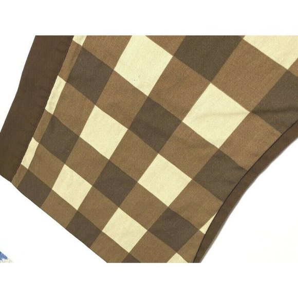 1 Cotton Canvas Plaid Buffalo Valance Curtain Brown Tan Beige Farmhouse Check - Picture 5 of 6